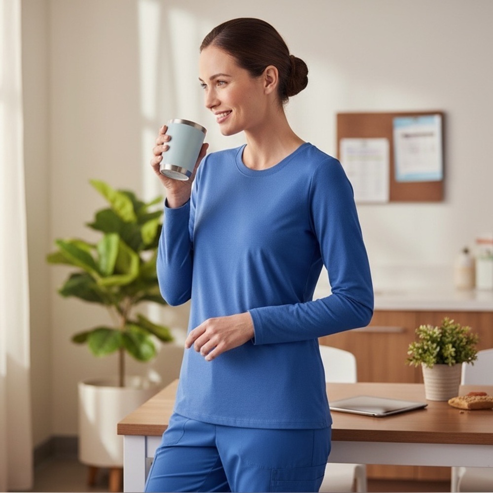 Flexibili TEE Blue Long Sleeve Top – Women’s 2XL – Soft Stretch Tee